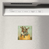 Bunnies in een gouden ei, Victoriaans Pasen Magneet (Insitu (Vaatwasser))
