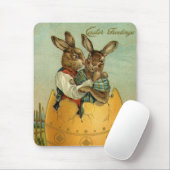 Bunnies in een gouden ei,  Victoriaans Pasen Muismat (Met muis)