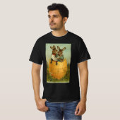 Bunnies in een gouden ei,  Victoriaans Pasen T-shirt (Voorkant volledig)