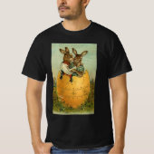 Bunnies in een gouden ei,  Victoriaans Pasen T-shirt (Voorkant)