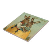 Bunnies in een gouden ei,  Victoriaans Pasen Tegeltje (Zijkant)