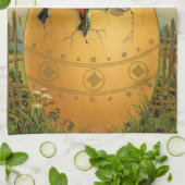 Bunnies in een gouden ei, Victoriaans Pasen Theedoek (Gevouwen)