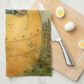 Bunnies in een gouden ei, Victoriaans Pasen Theedoek (Quarter Fold)