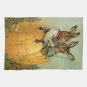Bunnies in een gouden ei, Victoriaans Pasen Theedoek (Horizontaal)