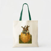 Bunnies in een gouden ei,  Victoriaans Pasen Tote Bag (Voorkant)