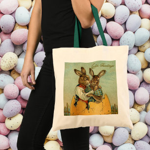 Bunnies in een gouden ei,  Victoriaans Pasen Tote Bag