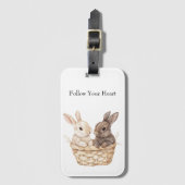 Bunnies in een mand bagagelabel (Voorkant (verticaal))