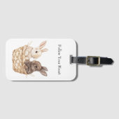 Bunnies in een mand bagagelabel (Voorkant (horizontaal))