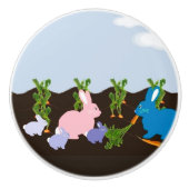 Bunnies in het veld keramische knop (Voorkant)