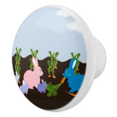 Bunnies in het veld keramische knop (Rechts)