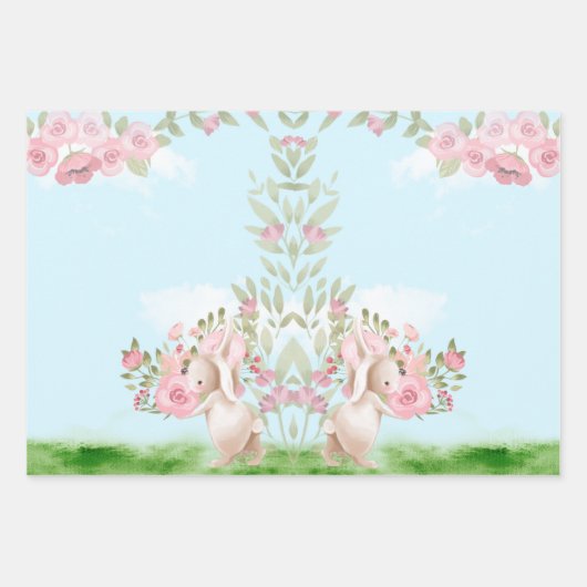Bunnies in Love Wrapping Paper Flat Sheet Set van  (Voorkant 2)