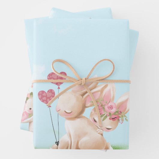 Bunnies in Love Wrapping Paper Flat Sheet Set van  (In situ)