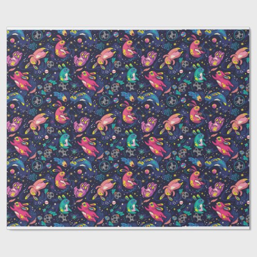 Bunnies in ruimtegelpapier cadeaupapier (Vlak)