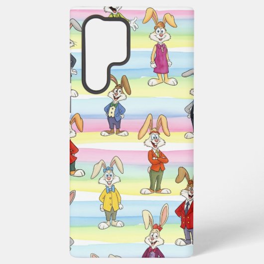  Bunnies in Stripes, by Natasha Us Samsung Galaxy Hoesje (Achterkant)