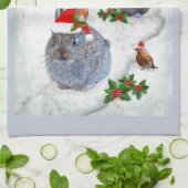 Bunnies kerstfeest keukenhanddoeken (Gevouwen)