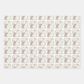 Bunnies met bloemen inpakpapier vel (Voorkant 3)