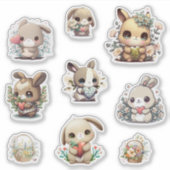 Bunnies met bloemen sticker (Voorkant)