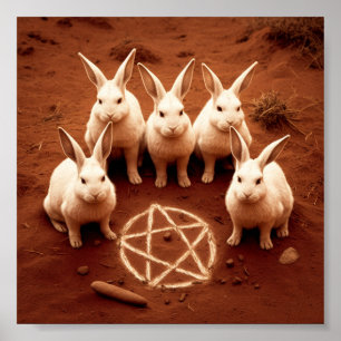 Bunnies met Pentagram Poster