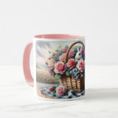 Bunnies Nestled Among Cottage Roses Mok (Voorkant links)