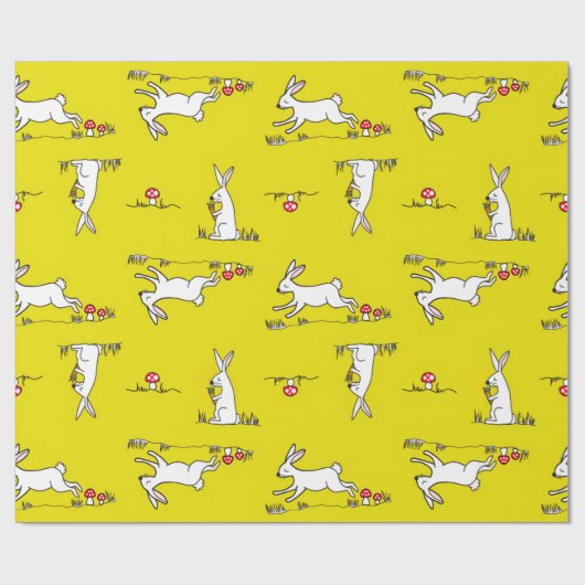 Bunnies on a Yellow Background Cadeaupapier (Vlak)