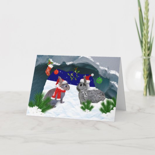 Bunnies onder de Mistletoe Kaart (Voorkant)