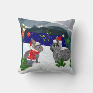 Bunnies onder de Mistletoe Pillow Kussen
