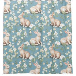 Bunnies op een lichtblauwe achtergrond douchegordijn