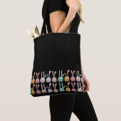 Bunnies op een rij canvas tas (Dichtbij)
