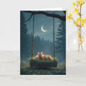 Bunnies op een schommel kaart (Gele Bloem)