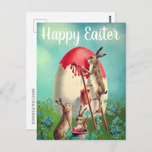  Bunnies Paaspaaspaaspasta Briefkaart (Voorkant / Achterkant)