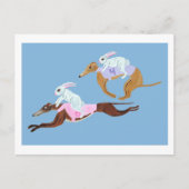 Bunnies riding Greyhounds Briefkaart (Voorkant)