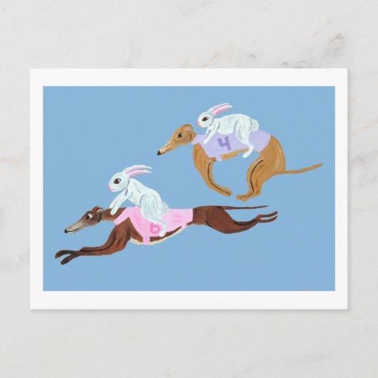 Bunnies riding Greyhounds Briefkaart (Voorkant)