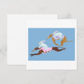 Bunnies riding Greyhounds Feestdagenkaart (Voorkant / Achterkant)