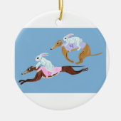 Bunnies riding Greyhounds Keramisch Ornament (Voorkant)