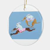 Bunnies riding Greyhounds Keramisch Ornament (Links)