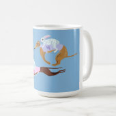 Bunnies riding Greyhounds Mug Koffiemok (Voorkant rechts)