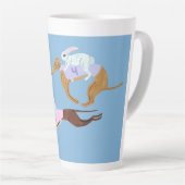 Bunnies riding Greyhounds Mug Latte Mok (Rechterhoek)