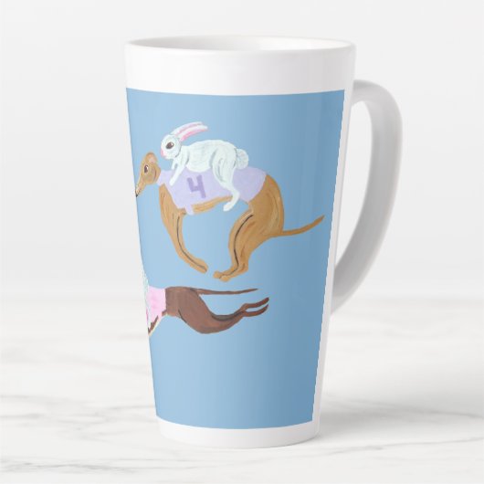 Bunnies riding Greyhounds Mug Latte Mok (Rechterhoek)