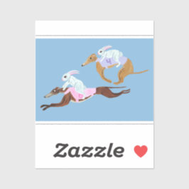 Bunnies riding Greyhounds Sticker