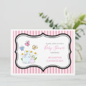 Bunnies Spring Daisies and Butterflies Baby shower Kaart (Staand voorkant)