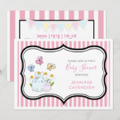 Bunnies Spring Daisies and Butterflies Baby shower Kaart (Voorkant / Achterkant)