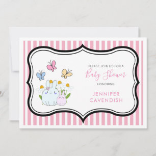 Bunnies Spring Daisies and Butterflies Baby shower Kaart