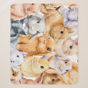 Bunnies Waterverf dierlijke achtergrond Sherpa Deken