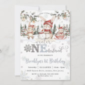 Bunnies Winter ONEderland Kerstmis 1e verjaardag Kaart (Voorkant)