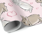 Bunnies with hearts  cadeaupapier (Rol Hoek)