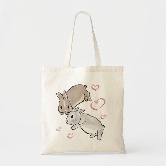 Bunnies with hearts tote bag (Voorkant)