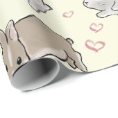 Bunnies with hearts yellow  cadeaupapier (Rol Hoek)