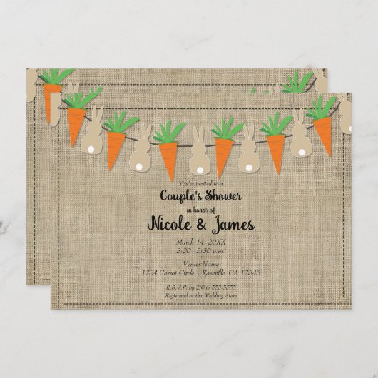 Bunnies & Wortelen Pasen Bruids Koppels Douche Kaart (Voorkant / Achterkant)