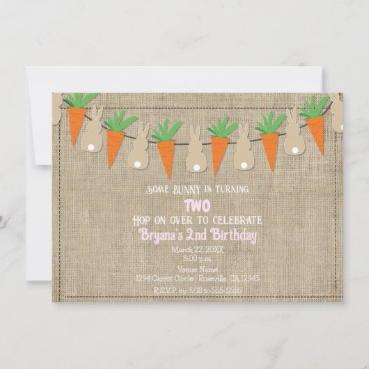 Bunnies & Wortelen Pasen Garland Verjaardagsfeest Kaart (Voorkant)