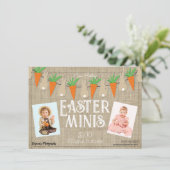 Bunnies & Wortelen Pasen Minis Fotografie Flyer Kaart (Staand voorkant)